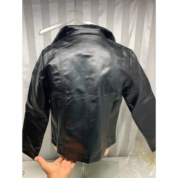 New R Rosso Black & Gold Leather Jacket Black Zip Up Hoodie Large NWT Italy - Picture 7 of 11